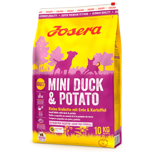 Josera Mini Adult Duck & Potato sausā suņu barība mazajām šķirnēm bezgraudu ar pīli 10 kg